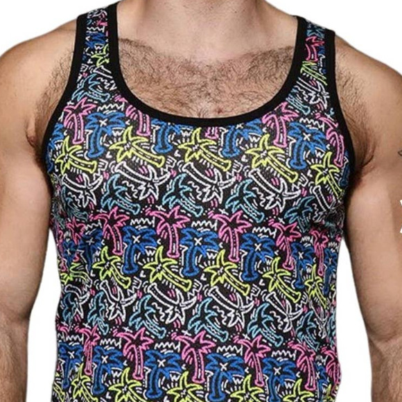Andrew Christian Neon Palm Mesh Tank Large - Picture 6 of 9